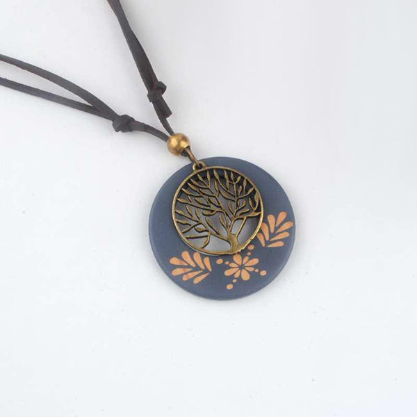 Antique Wooden Alloy Necklace Jewerly