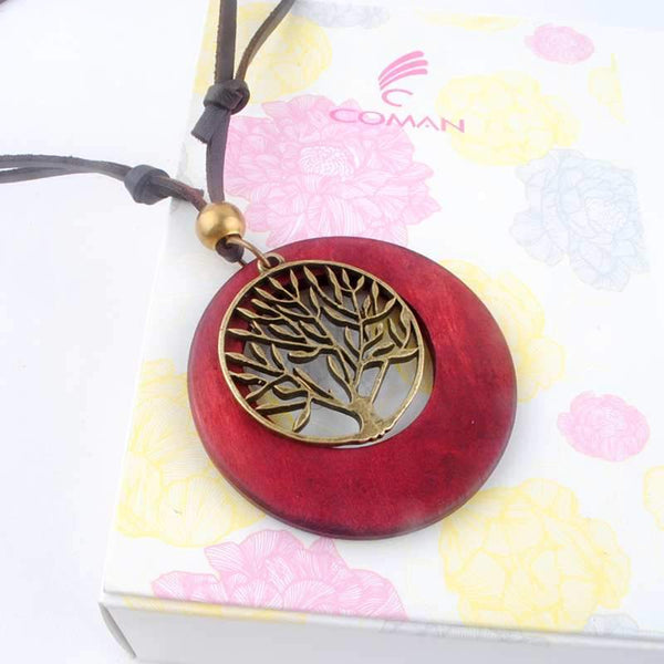 Antique Wooden Alloy Necklace Jewerly