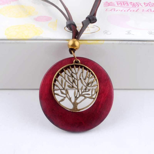 Antique Wooden Alloy Necklace Jewerly