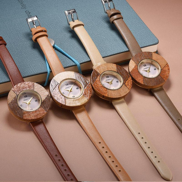 Leather Genuine Wood Watche