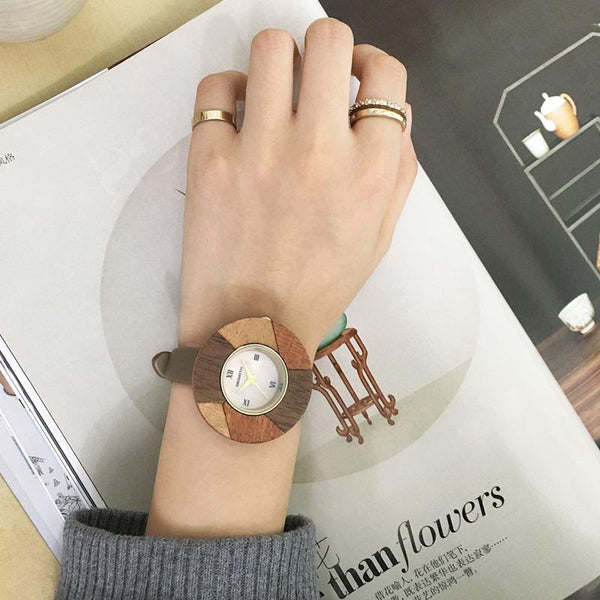 Leather Genuine Wood Watche