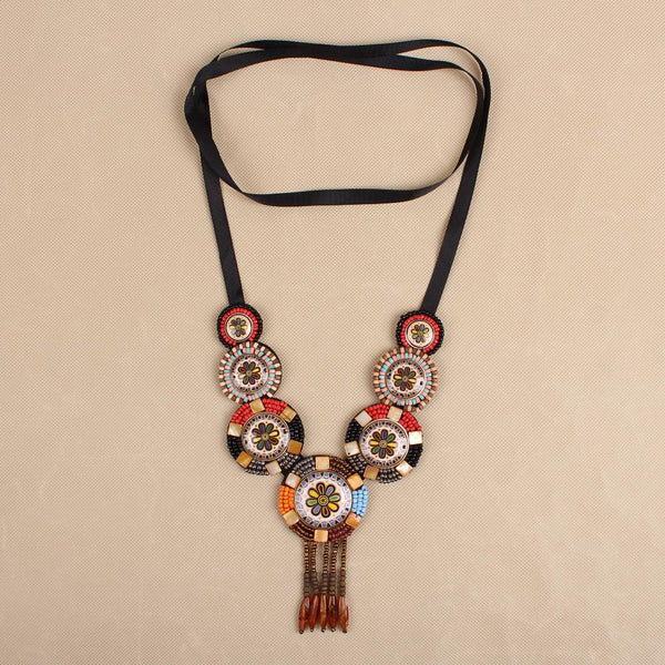 Antique Wood Bead Tassel Jewelry