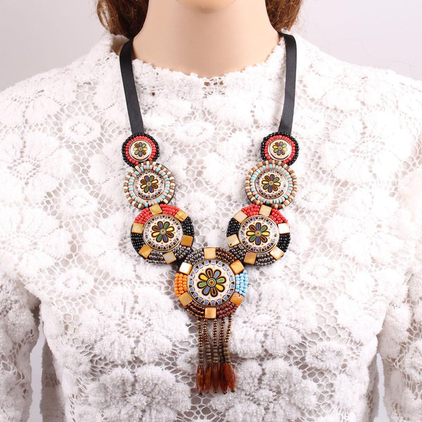 Antique Wood Bead Tassel Jewelry