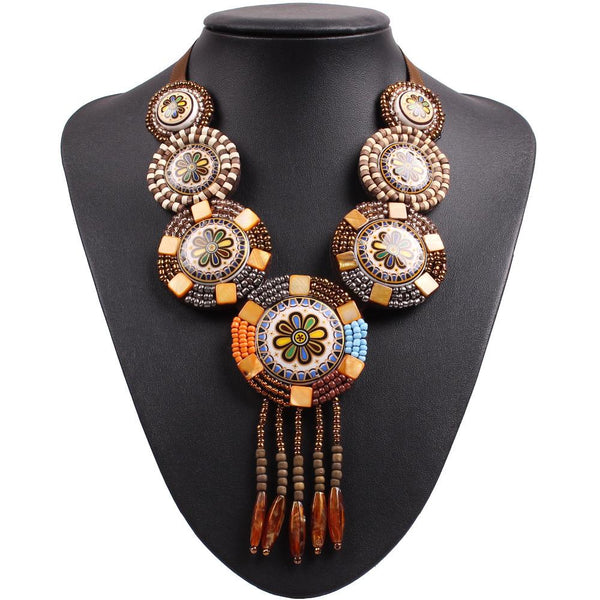 Antique Wood Bead Tassel Jewelry