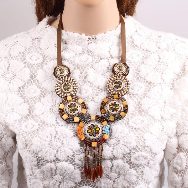 Antique Wood Bead Tassel Jewelry