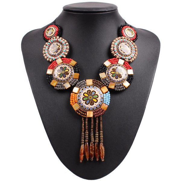 Antique Wood Bead Tassel Jewelry