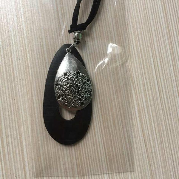 Antique Wooden Alloy Necklace Jewerly